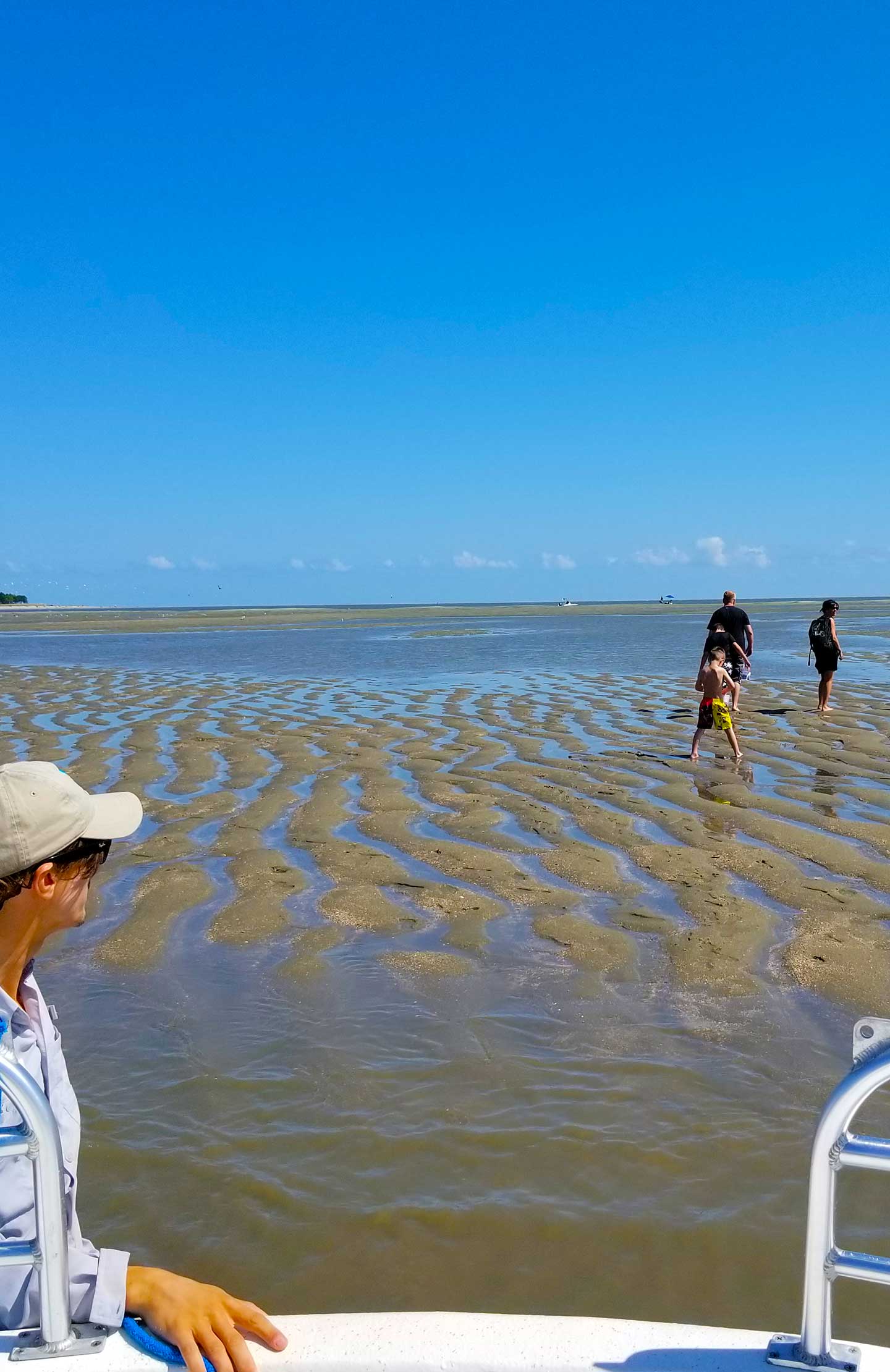 Getting off the boat on Vanishing Island, Hilton Head Island, SC